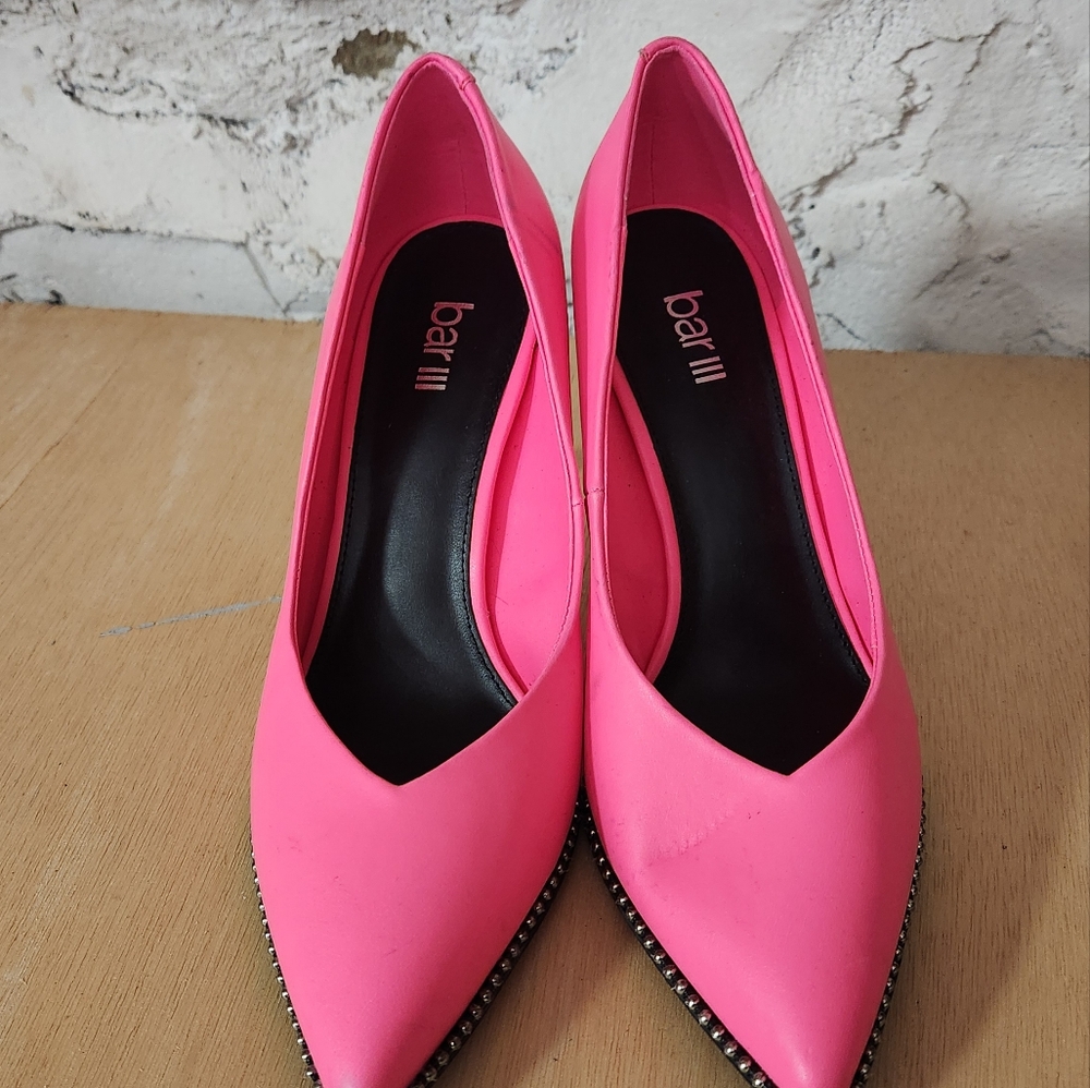 Bar III Womens Binsa P Faux Leather Pointed Toe Heels